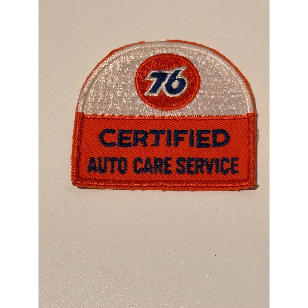 Vintage 76 Gas Station Certified Auto Care Service Embroidered Patch Orange Blue
